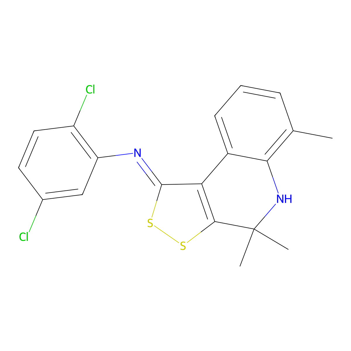 N-(2,5-dichlorophenyl)-N-(4,4,6-trimethyl-4,5-dihydro-1H-[1,2]dithiolo[3,4-c]quinolin-1-ylidene)amine molecular structure, CAS 329213-46-9
