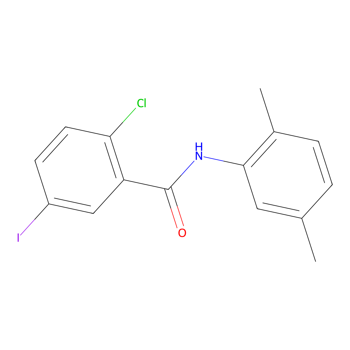 2-chloro-N-(2,5-dimethylphenyl)-5-iodobenzamide molecular structure, CAS 329214-25-7