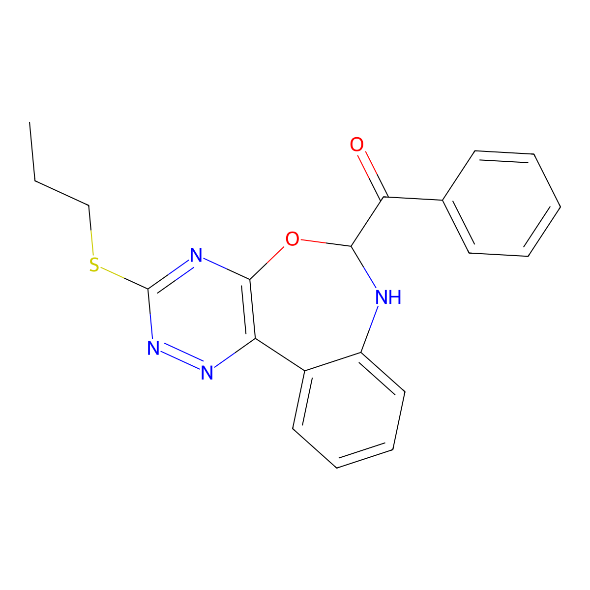 Phenyl[3-(propylsulfanyl)-6,7-dihydro[1,2,4]triazino[5,6-d][3,1]benzoxazepin-6-yl]methanone molecular structure, CAS 329218-84-0