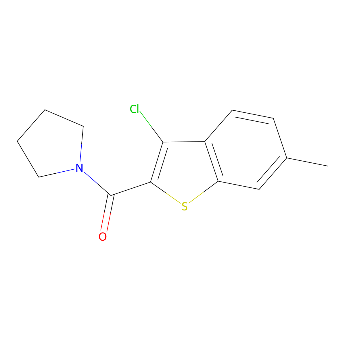 (3-Chloro-6-methyl-1-benzothiophen-2-yl)-pyrrolidin-1-ylmethanone molecular structure, CAS 329218-98-6