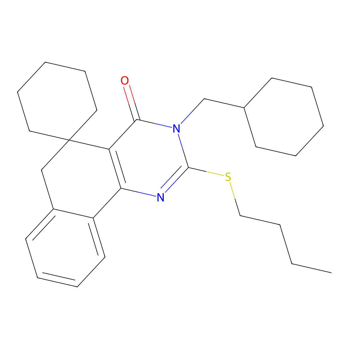 2-butylsulfanyl-3-(cyclohexylmethyl)spiro[6H-benzo[h]quinazoline-5,1'-cyclohexane]-4-one molecular structure, CAS 329219-05-8