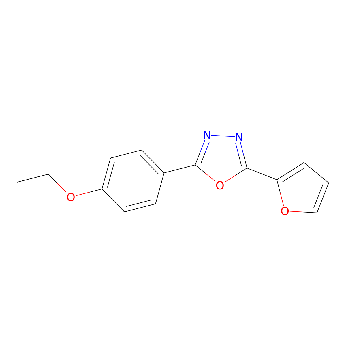 2-(4-Ethoxyphenyl)-5-(2-furanyl)-1,3,4-oxadiazole molecular structure, CAS 329219-08-1
