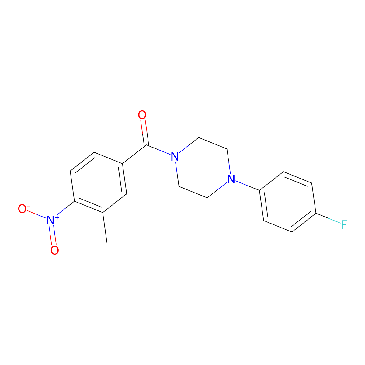 [4-(4-Fluorophenyl)piperazin-1-yl]-(3-methyl-4-nitrophenyl)methanone molecular structure, CAS 329219-11-6