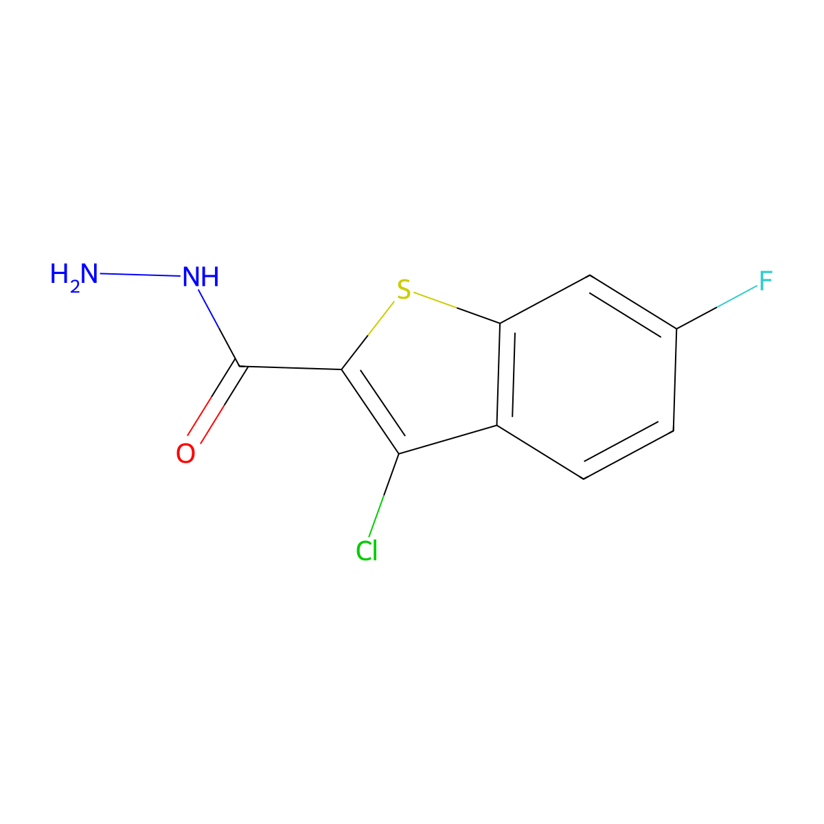 3-Chloro-6-fluoro-1-benzothiophene-2-carbohydrazide molecular structure, CAS 329219-36-5