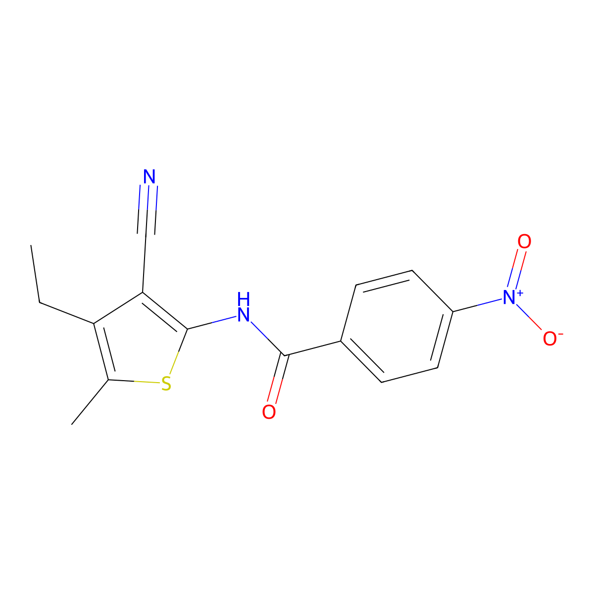 N-(3-cyano-4-ethyl-5-methylthiophen-2-yl)-4-nitrobenzamide molecular structure, CAS 329219-38-7