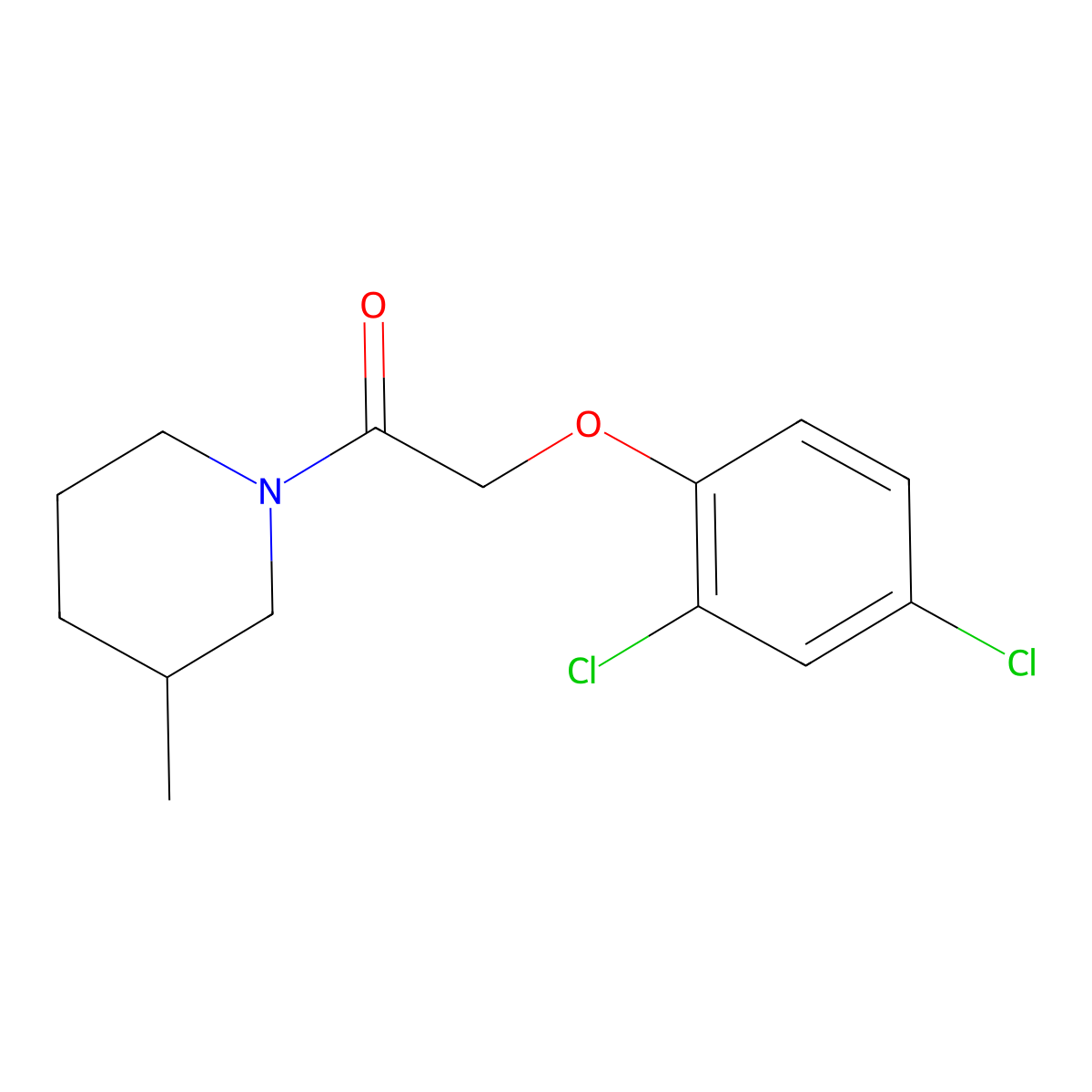 2-(2,4-Dichlorophenoxy)-1-(3-methylpiperidin-1-yl)ethanone molecular structure, CAS 329219-58-1
