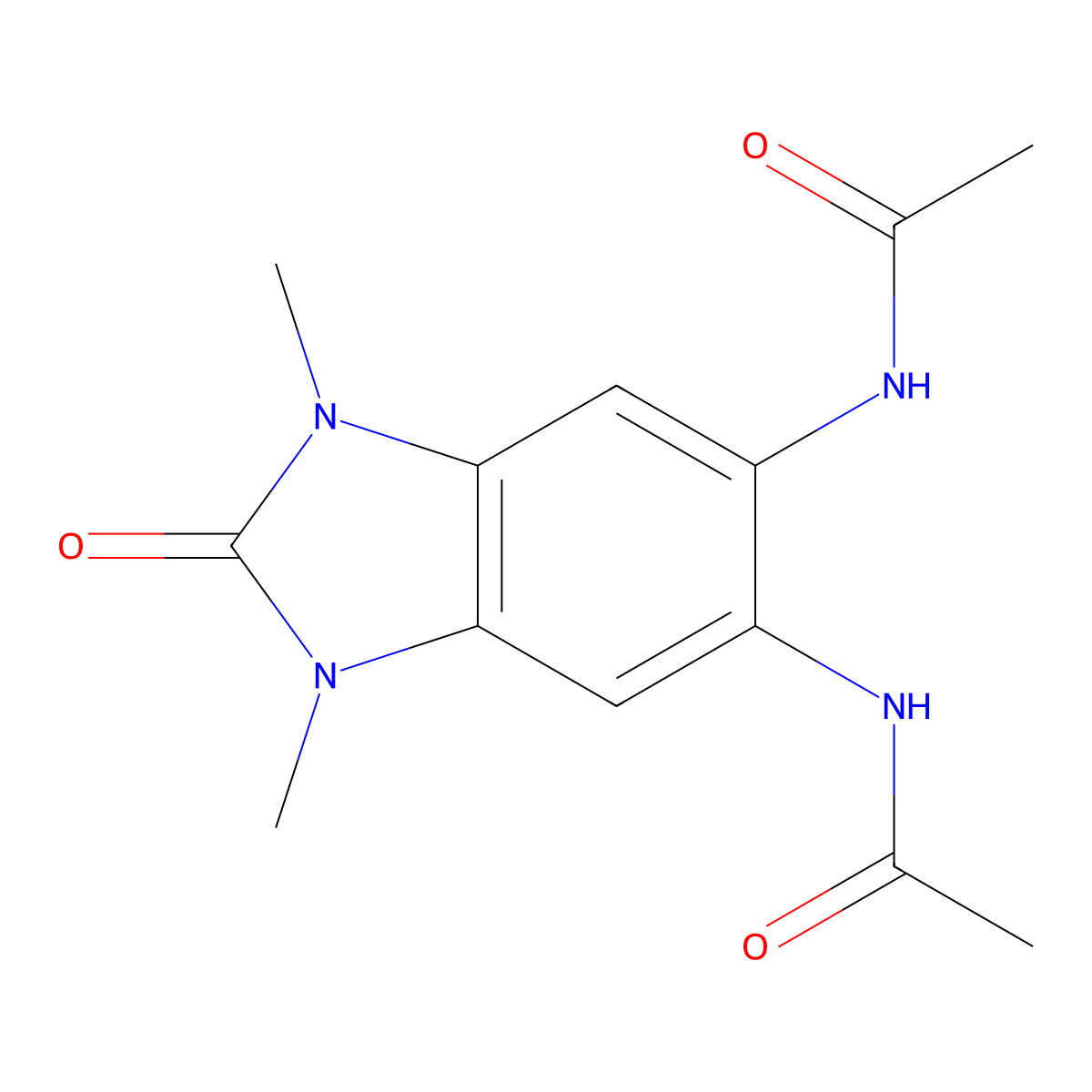 N-(6-acetamido-1,3-dimethyl-2-oxobenzimidazol-5-yl)acetamide molecular structure, CAS 329220-55-5