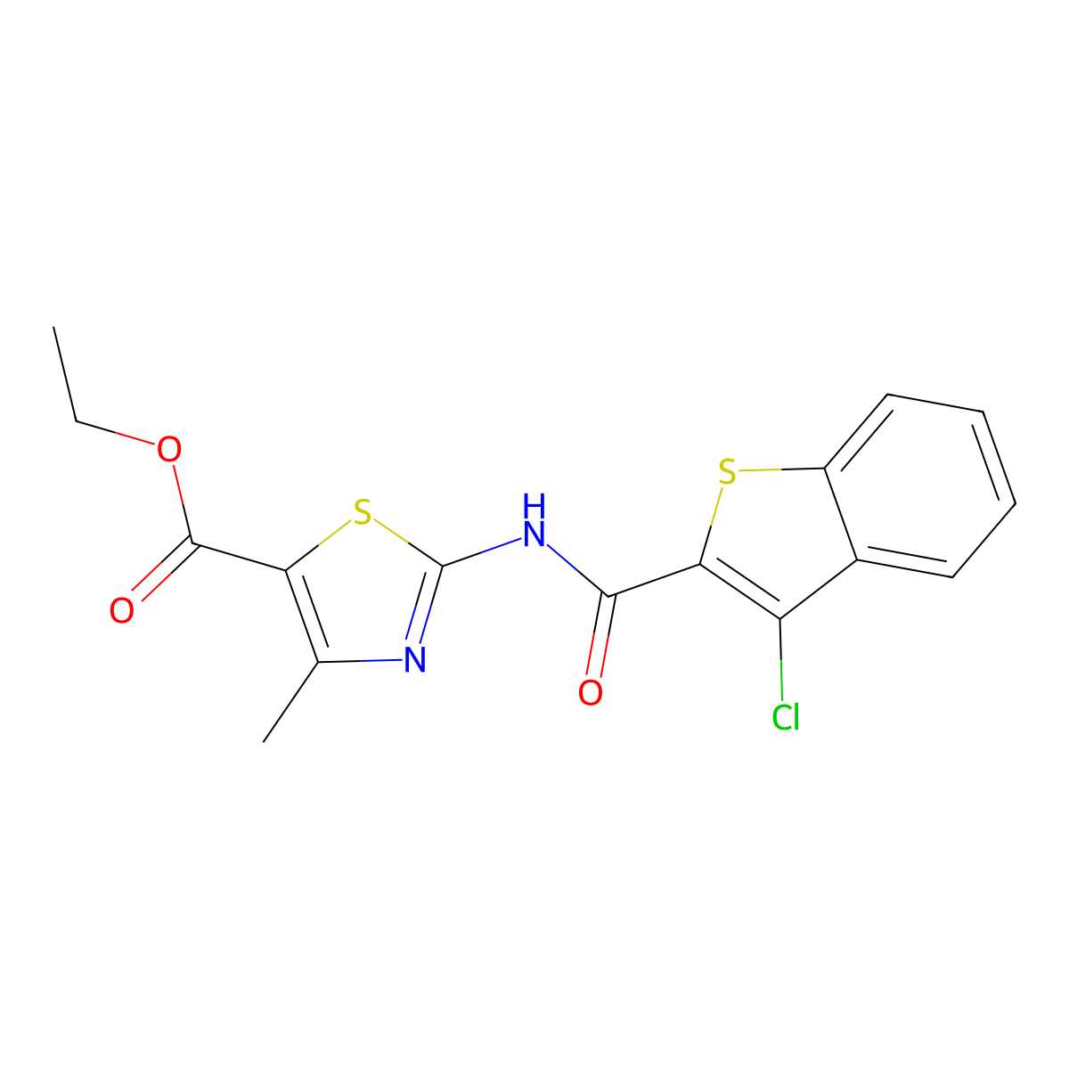 Ethyl 2-(3-chlorobenzo[b]thiophene-2-carboxamido)-4-methylthiazole-5-carboxylate molecular structure, CAS 329220-66-8