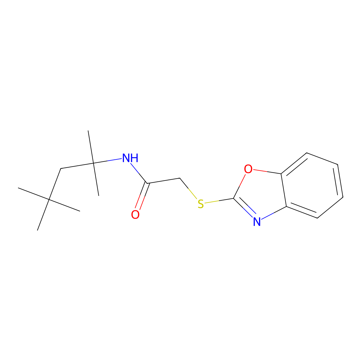 2-(1,3-benzoxazol-2-ylsulfanyl)-N-(2,4,4-trimethylpentan-2-yl)acetamide molecular structure, CAS 329220-71-5