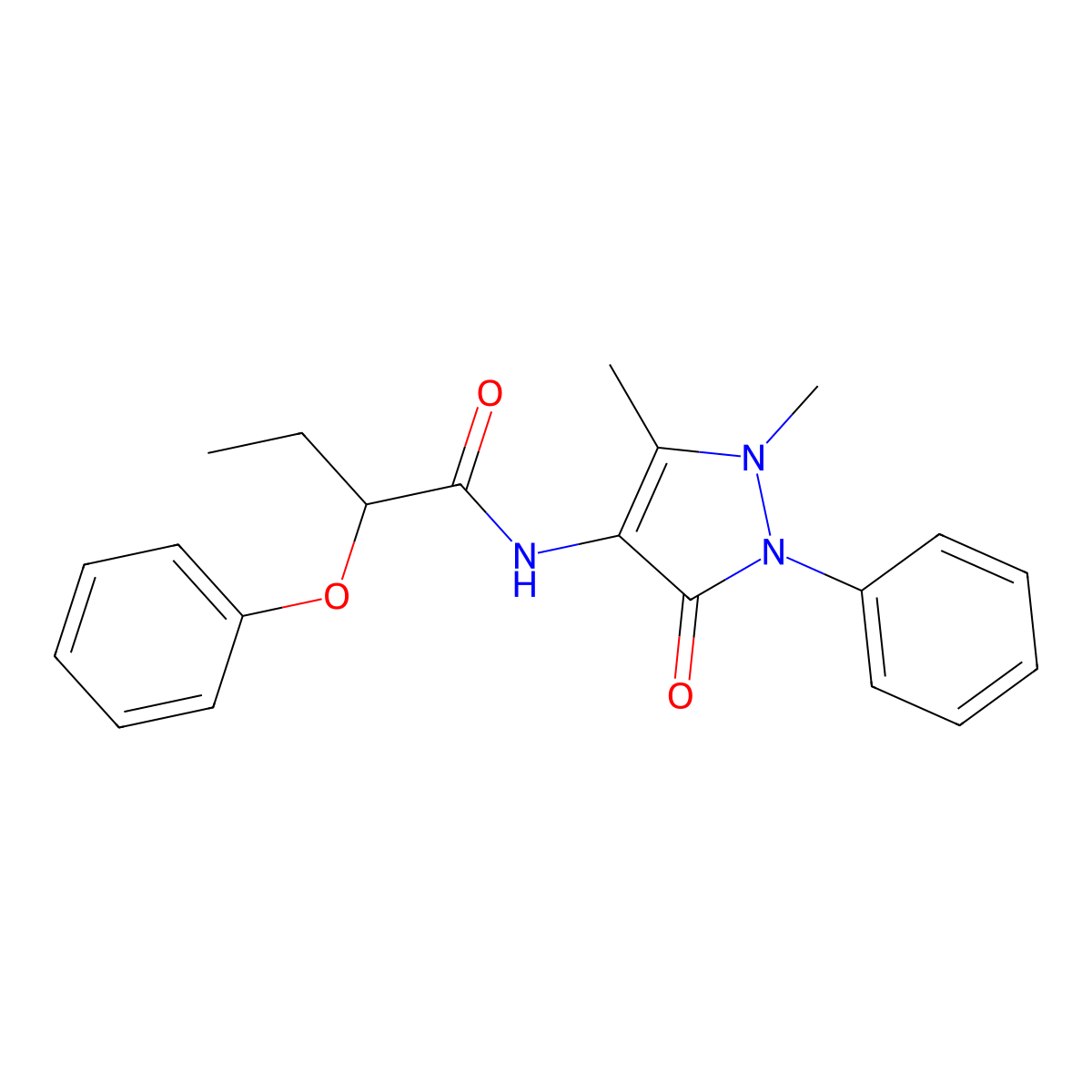 N-(1,5-dimethyl-3-oxo-2-phenyl-2,3-dihydro-1H-pyrazol-4-yl)-2-phenoxybutanamide molecular structure, CAS 329220-72-6