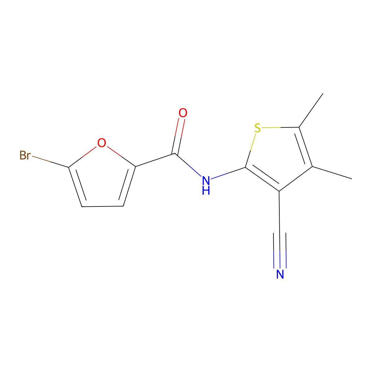 5-bromo-N-(3-cyano-4,5-dimethylthiophen-2-yl)furan-2-carboxamide molecular structure, CAS 329221-31-0