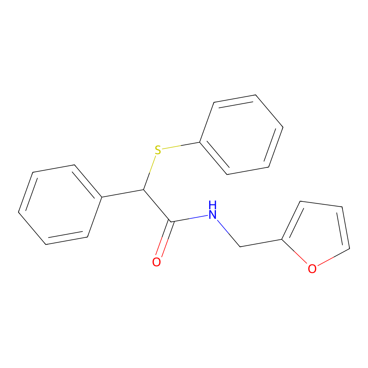 N-(furan-2-ylmethyl)-2-phenyl-2-phenylsulfanylacetamide molecular structure, CAS 329221-47-8
