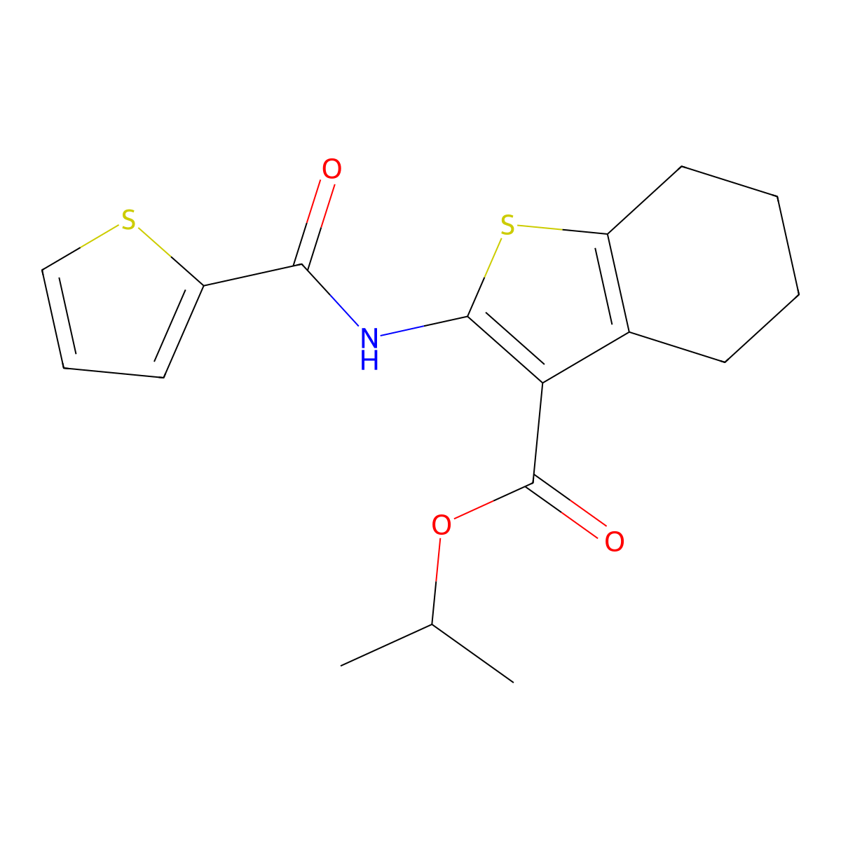 2-[[Oxo(thiophen-2-yl)methyl]amino]-4,5,6,7-tetrahydro-1-benzothiophene-3-carboxylic acid propan-2-yl ester molecular structure, CAS 329221-65-0
