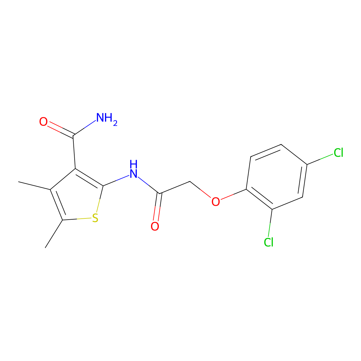 2-{[(2,4-Dichlorophenoxy)acetyl]amino}-4,5-dimethyl-3-thiophenecarboxamide molecular structure, CAS 329221-73-0