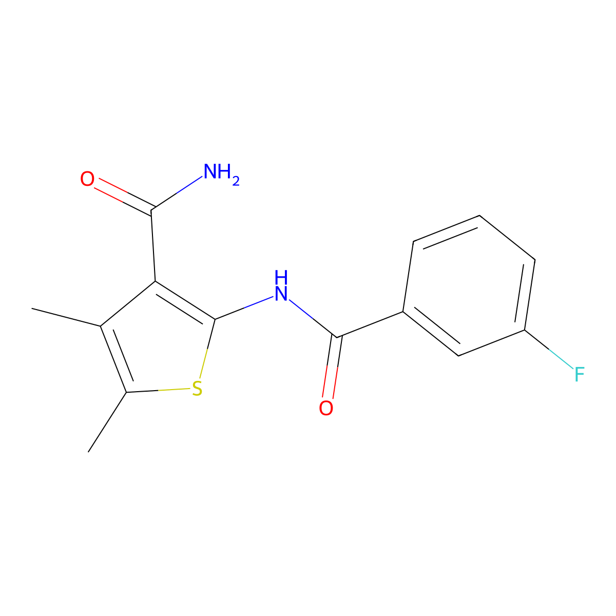 2-[(3-Fluorobenzoyl)amino]-4,5-dimethylthiophene-3-carboxamide molecular structure, CAS 329221-79-6