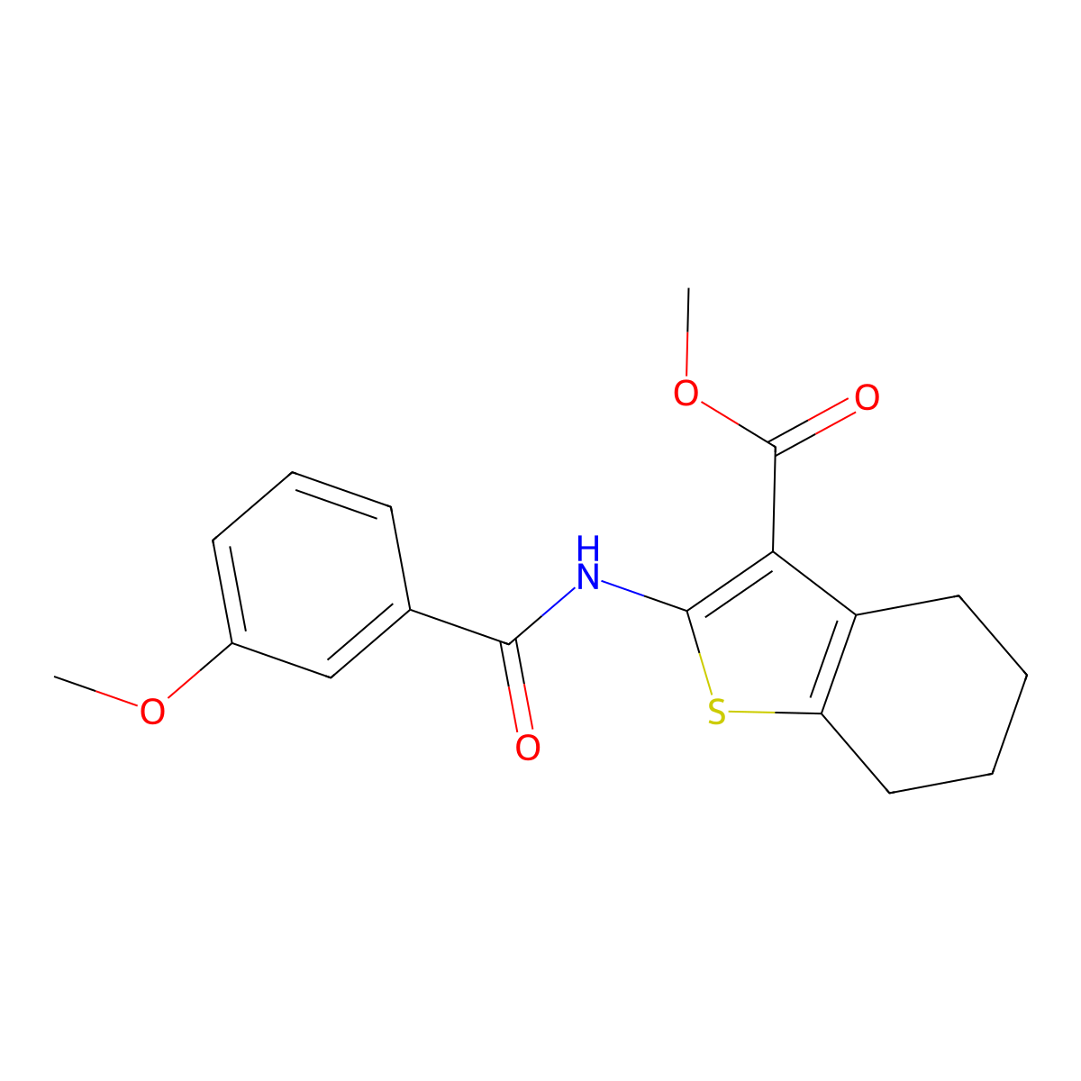 Methyl 2-[(3-methoxybenzoyl)amino]-4,5,6,7-tetrahydro-1-benzothiophene-3-carboxylate molecular structure, CAS 329222-14-2