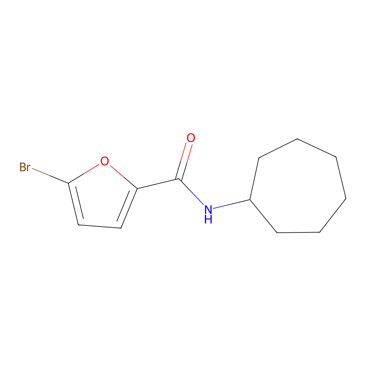 5-bromo-N-cycloheptylfuran-2-carboxamide molecular structure, CAS 329222-15-3