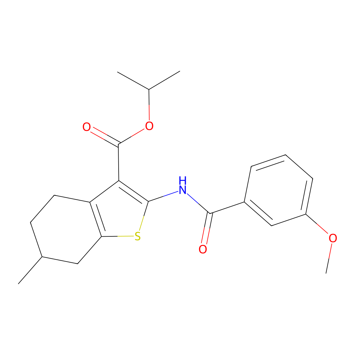 Propan-2-yl 2-[(3-methoxybenzoyl)amino]-6-methyl-4,5,6,7-tetrahydro-1-benzothiophene-3-carboxylate molecular structure, CAS 329222-16-4