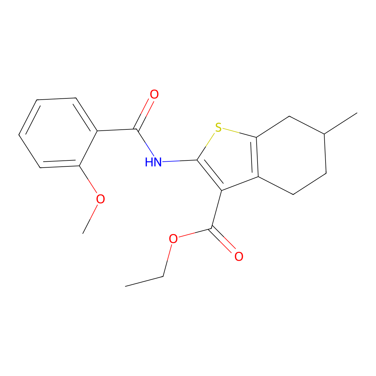 Ethyl 2-[(2-methoxybenzoyl)amino]-6-methyl-4,5,6,7-tetrahydro-1-benzothiophene-3-carboxylate molecular structure, CAS 329222-23-3