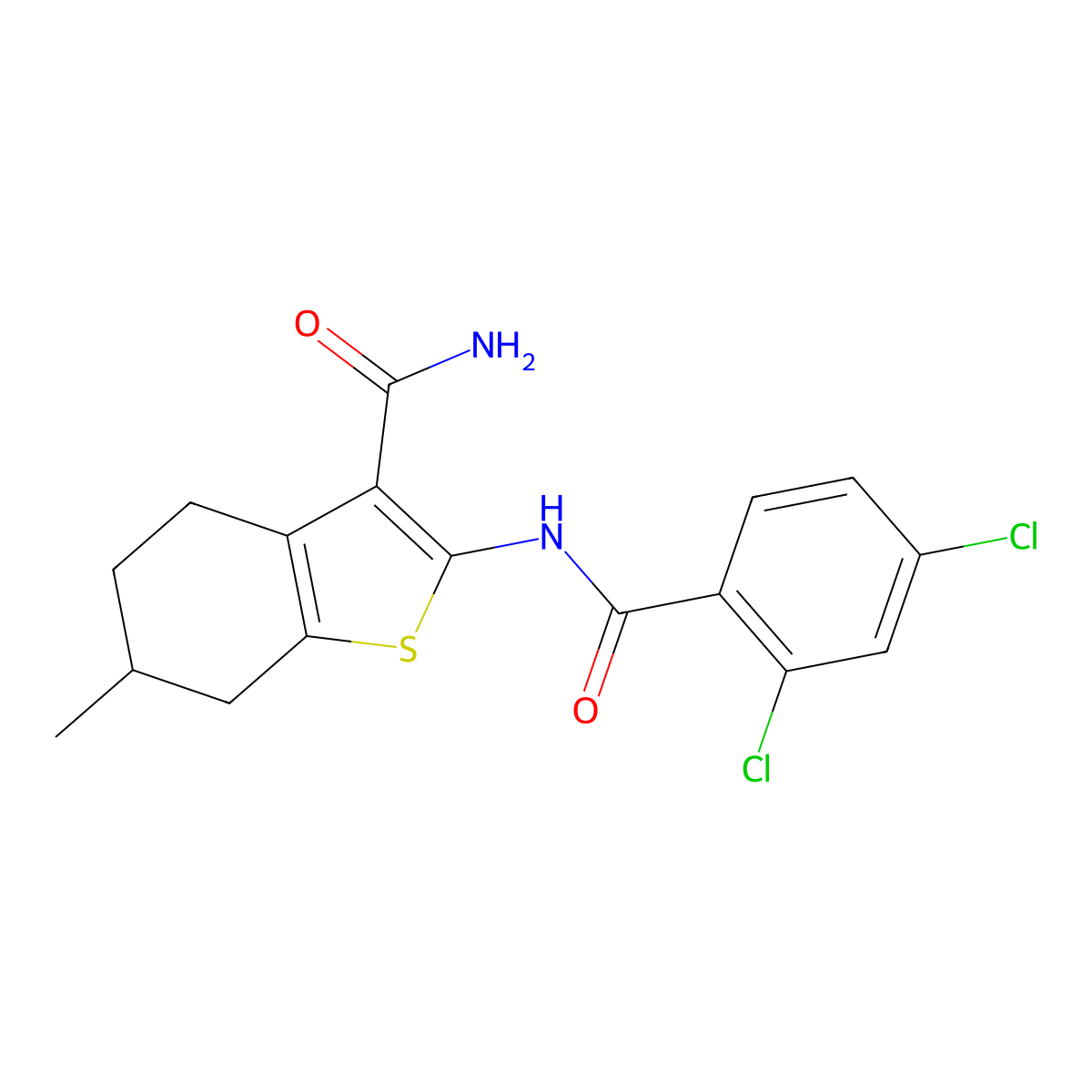 2-[(2,4-Dichlorobenzoyl)amino]-6-methyl-4,5,6,7-tetrahydro-1-benzothiophene-3-carboxamide molecular structure, CAS 329222-26-6