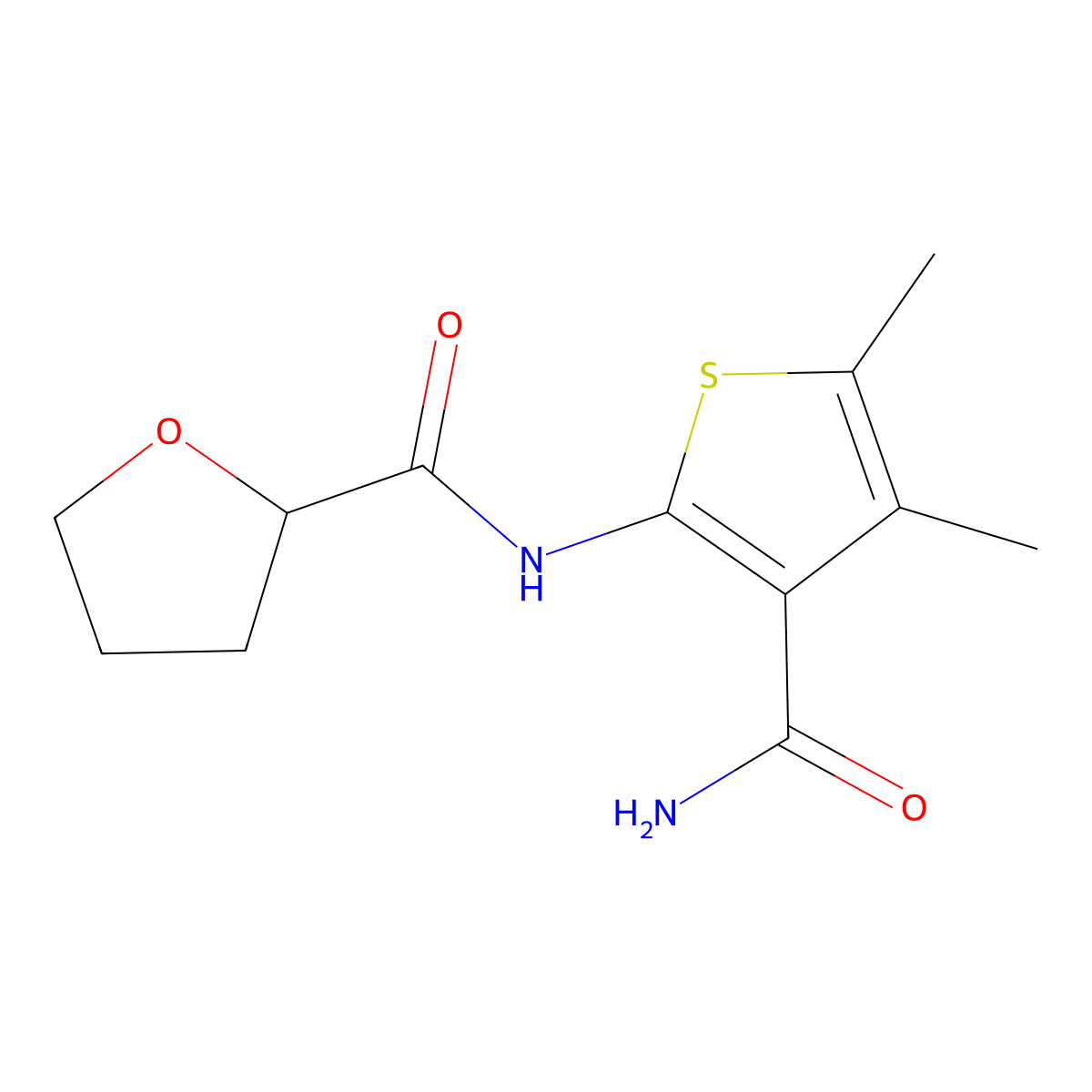 N-[3-(aminocarbonyl)-4,5-dimethyl-2-thienyl]tetrahydro-2-furancarboxamide molecular structure, CAS 329222-47-1