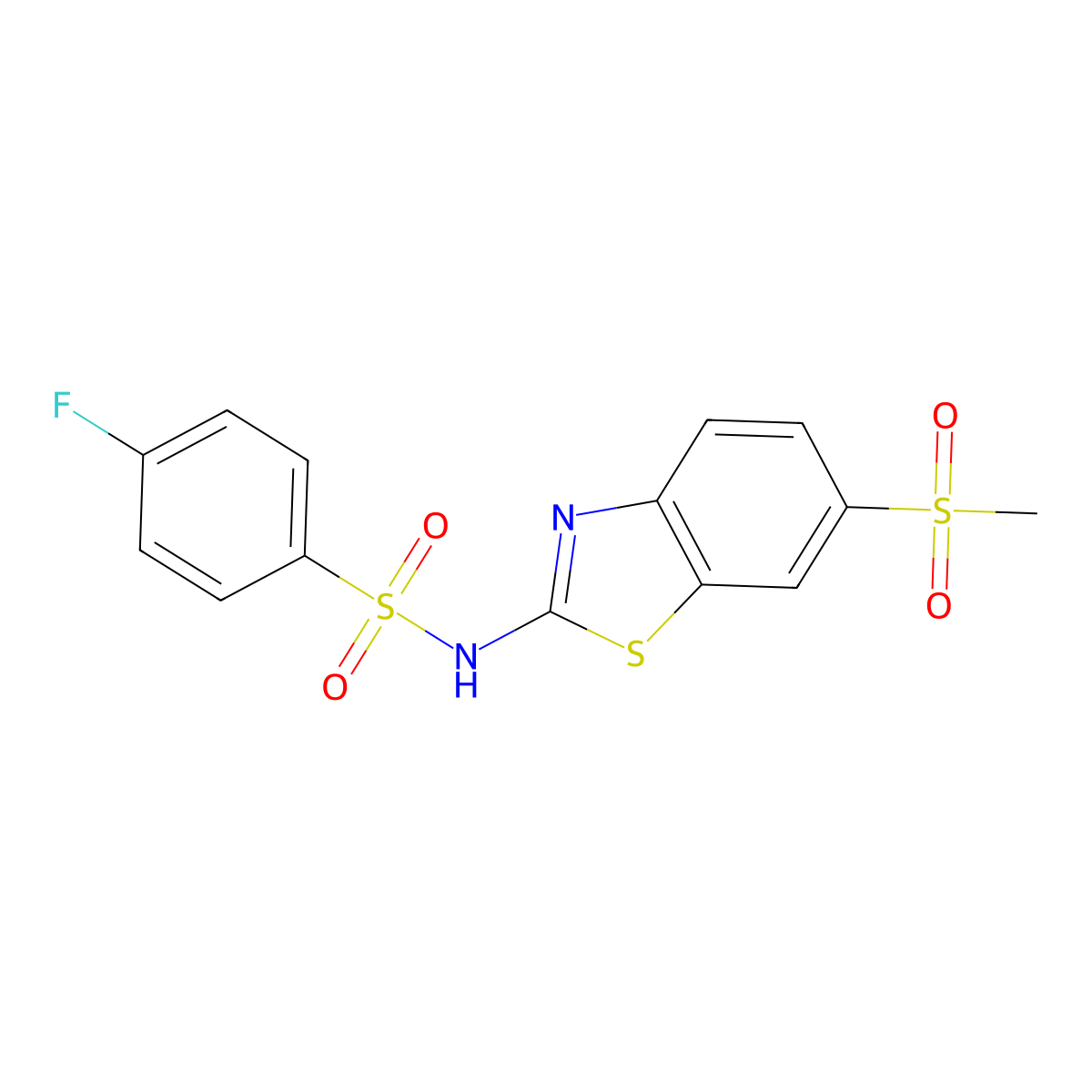 4-fluoro-N-[6-(methylsulfonyl)-1,3-benzothiazol-2-yl]benzenesulfonamide molecular structure, CAS 329222-52-8