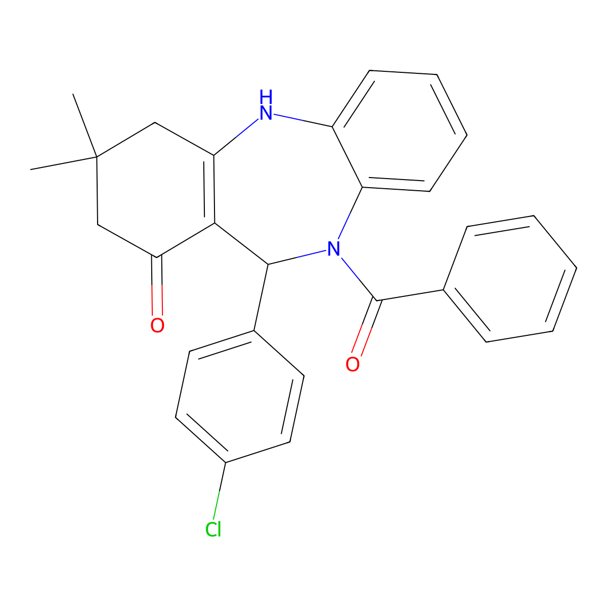 5-Benzoyl-6-(4-chlorophenyl)-9,9-dimethyl-6,8,10,11-tetrahydrobenzo[b][1,4]benzodiazepin-7-one molecular structure, CAS 329222-56-2