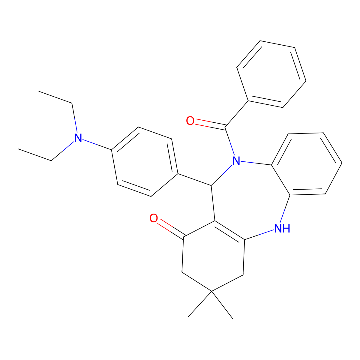 5-Benzoyl-6-[4-(diethylamino)phenyl]-9,9-dimethyl-6,8,10,11-tetrahydrobenzo[b][1,4]benzodiazepin-7-one molecular structure, CAS 329222-60-8