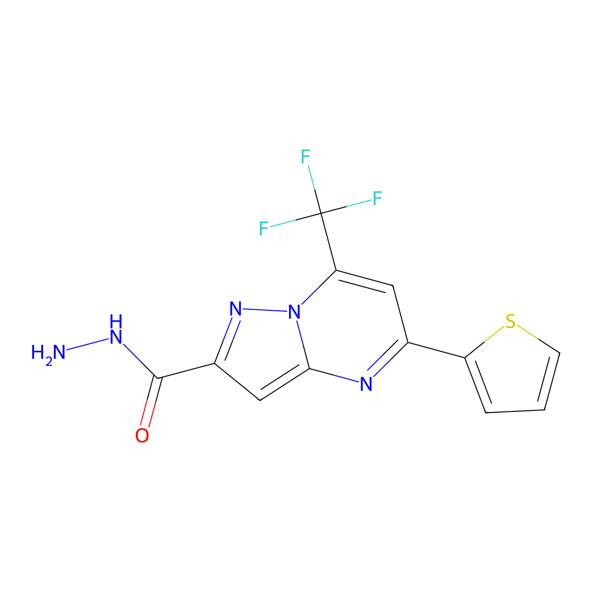5-(2-Thienyl)-7-(trifluoromethyl)pyrazolo[1,5-a]pyrimidine-2-carbohydrazide molecular structure, CAS 329222-72-2