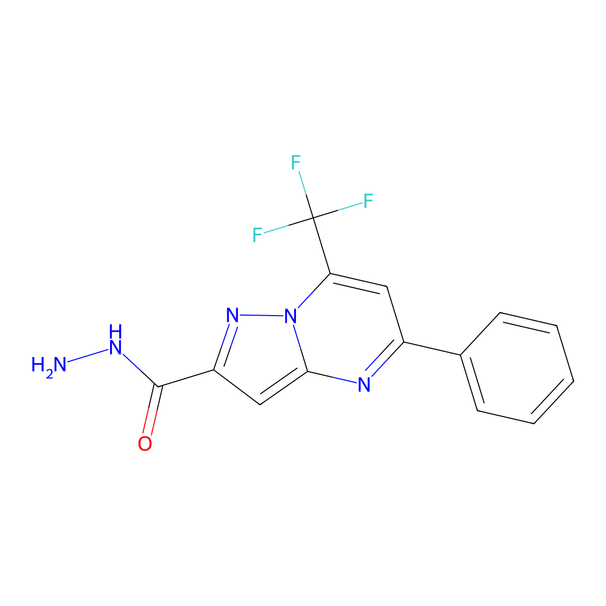 5-Phenyl-7-(trifluoromethyl)pyrazolo[1,5-a]pyrimidine-2-carbohydrazide molecular structure, CAS 329222-73-3
