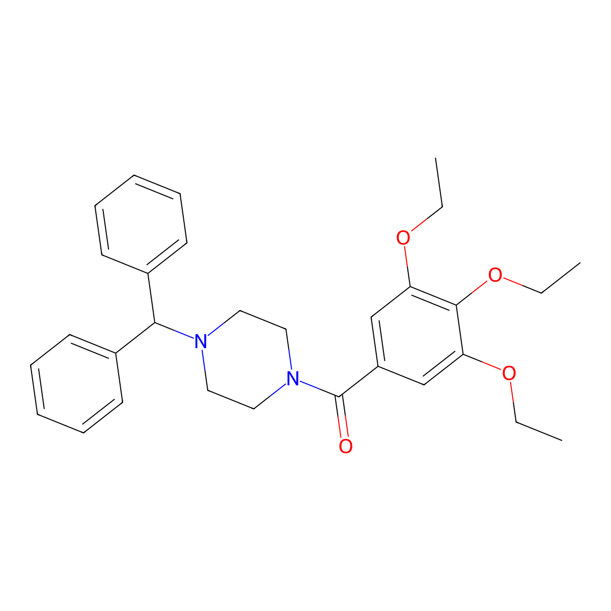 1-Benzhydryl-4-(3,4,5-triethoxybenzoyl)piperazine molecular structure, CAS 329223-08-7