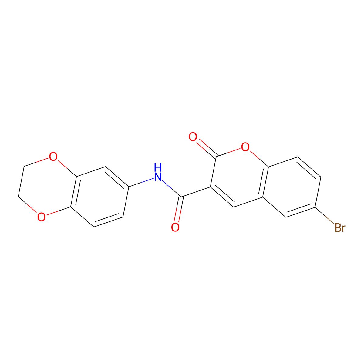 6-bromo-N-(2,3-dihydro-1,4-benzodioxin-6-yl)-2-oxo-2H-chromene-3-carboxamide molecular structure, CAS 329223-91-8