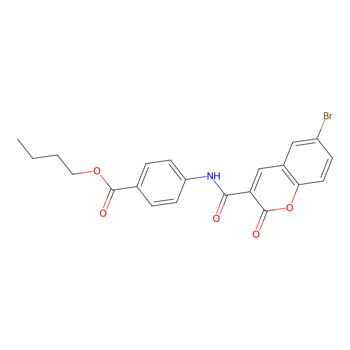 butyl 4-{[(6-bromo-2-oxo-2H-chromen-3-yl)carbonyl]amino}benzoate molecular structure, CAS 329223-92-9