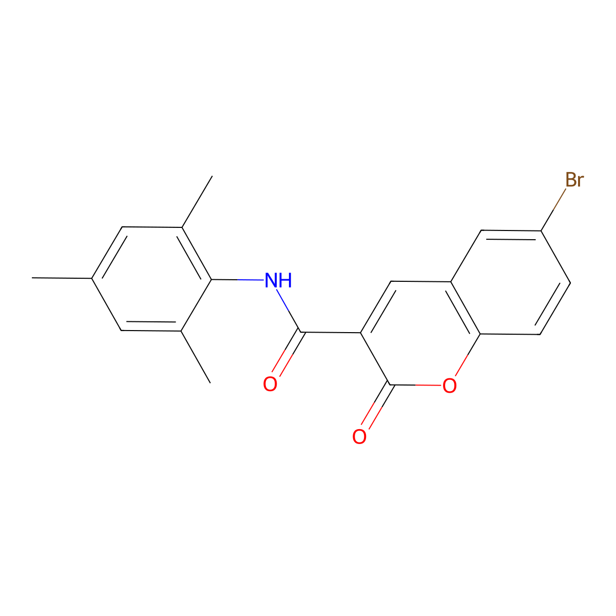 6-bromo-2-oxo-N-(2,4,6-trimethylphenyl)-2H-chromene-3-carboxamide molecular structure, CAS 329223-95-2