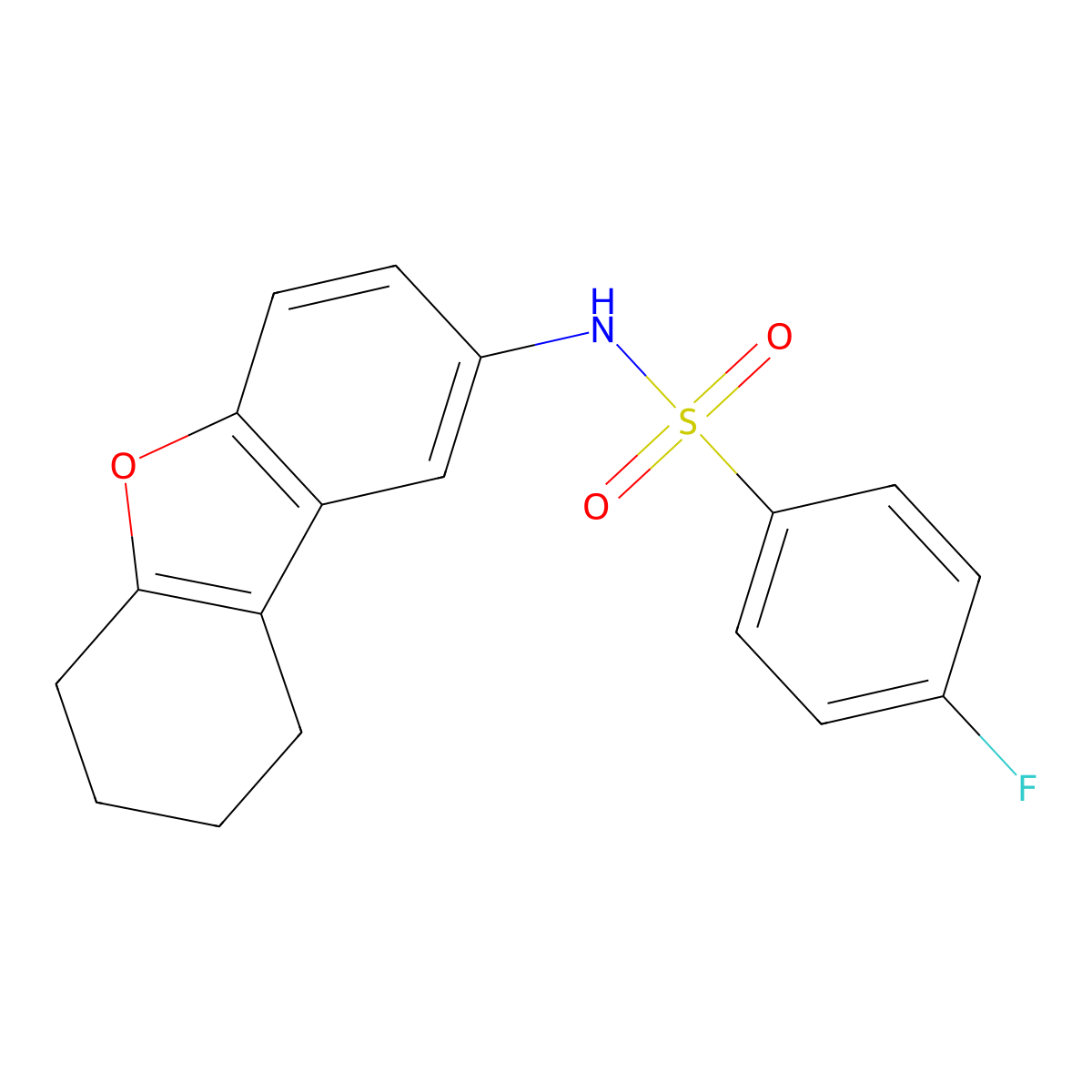 4-fluoro-N-(6,7,8,9-tetrahydrodibenzo[b,d]furan-2-yl)benzenesulfonamide molecular structure, CAS 329224-16-0