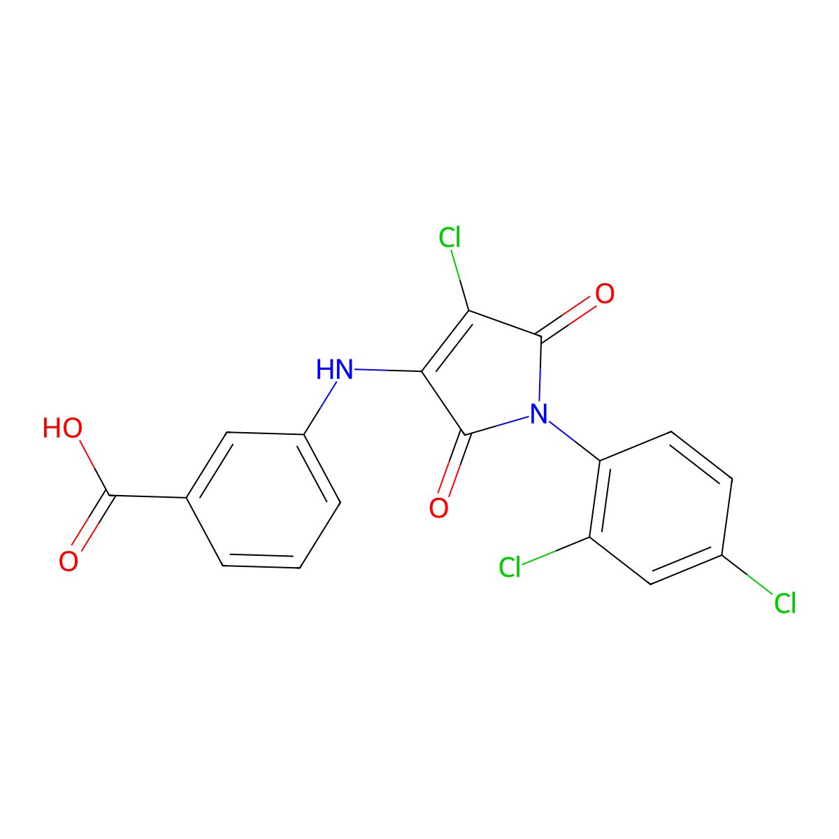 3-{[4-chloro-1-(2,4-dichlorophenyl)-2,5-dioxo-2,5-dihydro-1H-pyrrol-3-yl]amino}benzoic acid molecular structure, CAS 329224-36-4