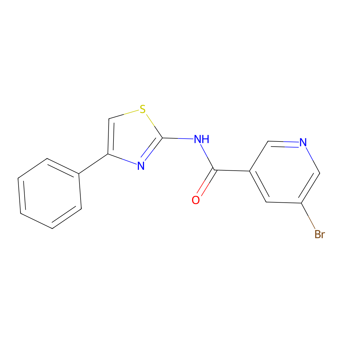 5-bromo-N-(4-phenyl-1,3-thiazol-2-yl)pyridine-3-carboxamide molecular structure, CAS 329224-42-2
