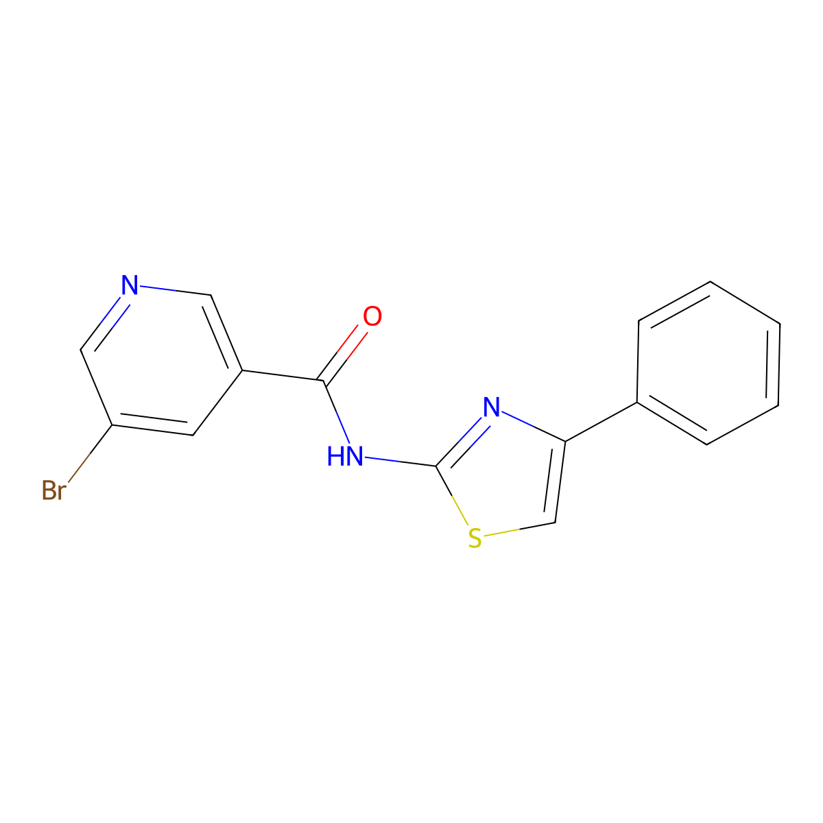 5-bromo-N-(4-phenyl-1,3-thiazol-2-yl)pyridine-3-carboxamide molecular structure, CAS 329224-42-2