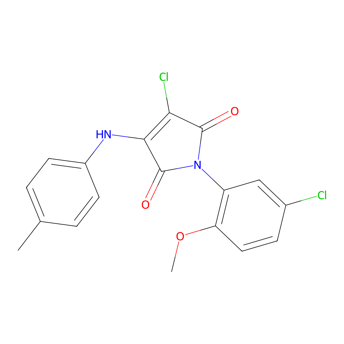 3-Chloro-1-(5-chloro-2-methoxyphenyl)-4-(4-methylanilino)pyrrole-2,5-dione molecular structure, CAS 329224-73-9
