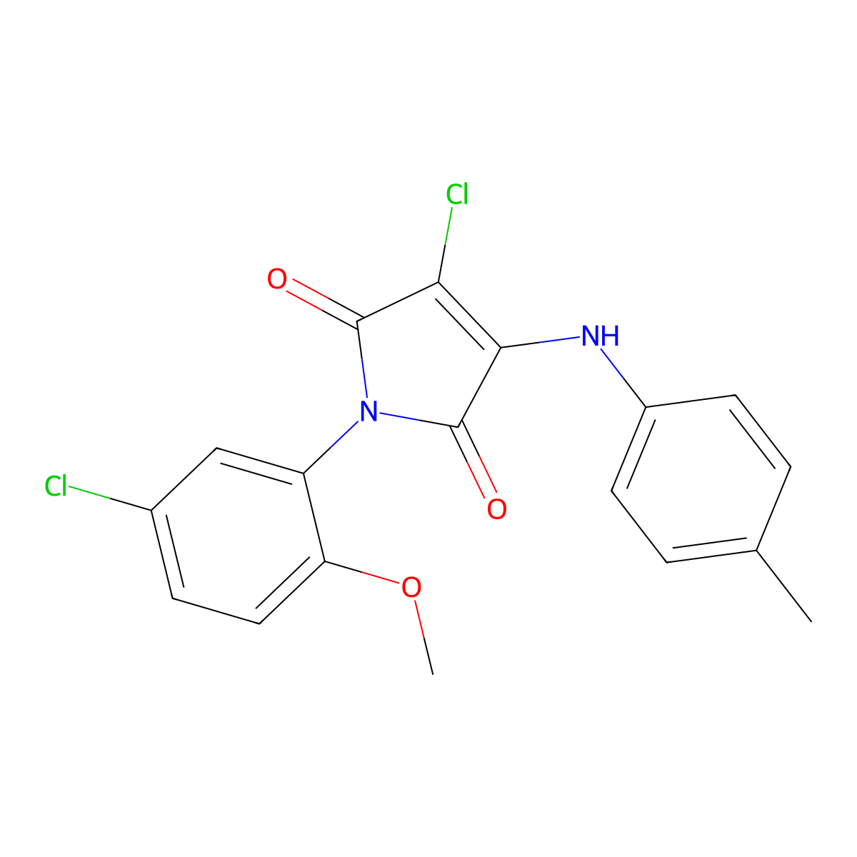 3-Chloro-1-(5-chloro-2-methoxyphenyl)-4-(4-methylanilino)pyrrole-2,5-dione molecular structure, CAS 329224-73-9