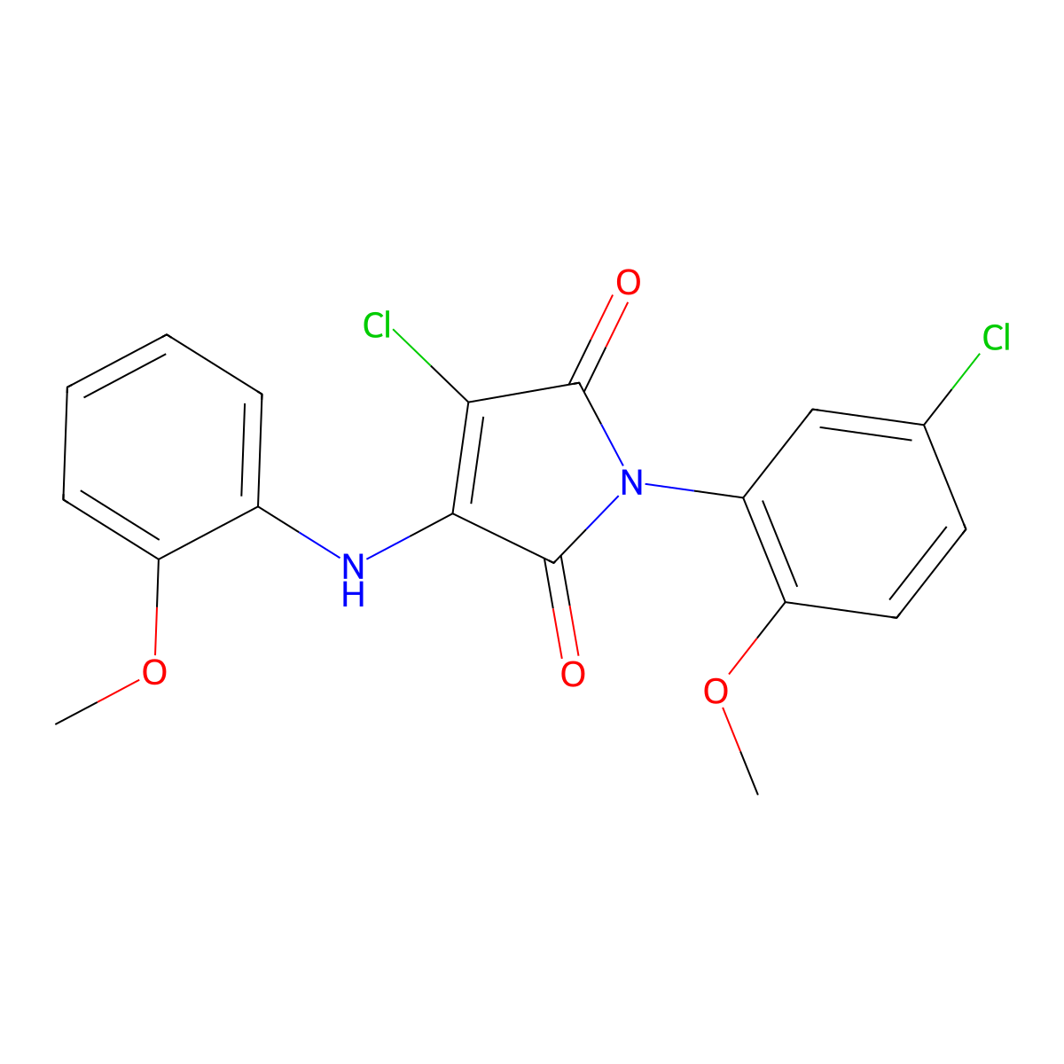 3-chloro-1-(5-chloro-2-methoxyphenyl)-4-(2-methoxyanilino)-1H-pyrrole-2,5-dione molecular structure, CAS 329224-74-0
