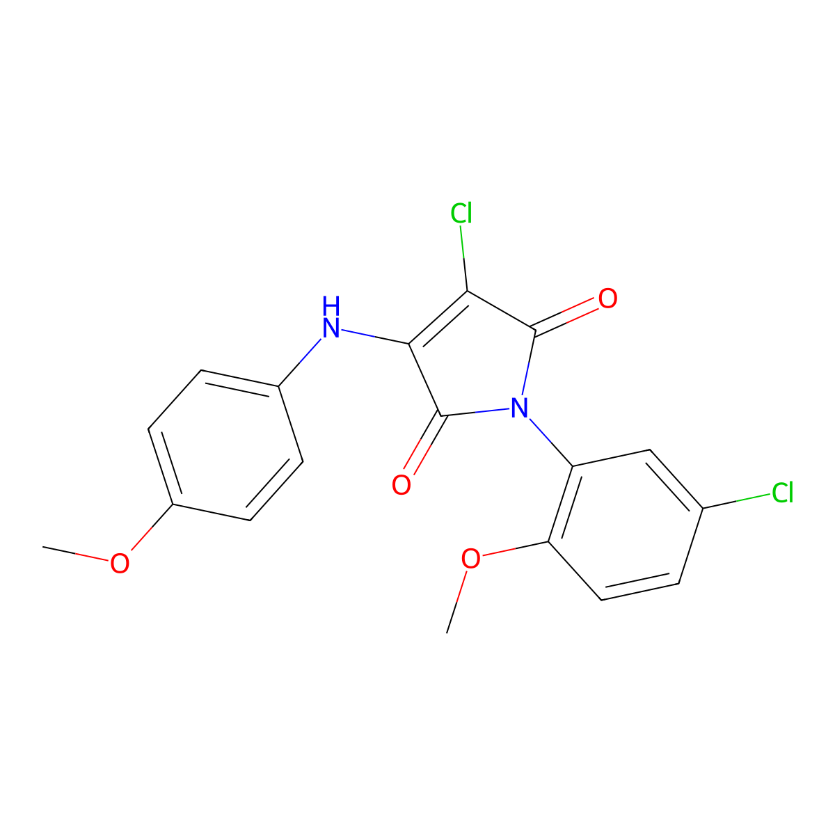 3-chloro-1-(5-chloro-2-methoxyphenyl)-4-(4-methoxyanilino)-1H-pyrrole-2,5-dione molecular structure, CAS 329224-75-1