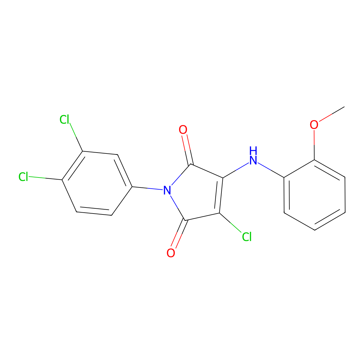 3-Chloro-1-(3,4-dichlorophenyl)-4-(2-methoxyanilino)pyrrole-2,5-dione molecular structure, CAS 329224-84-2