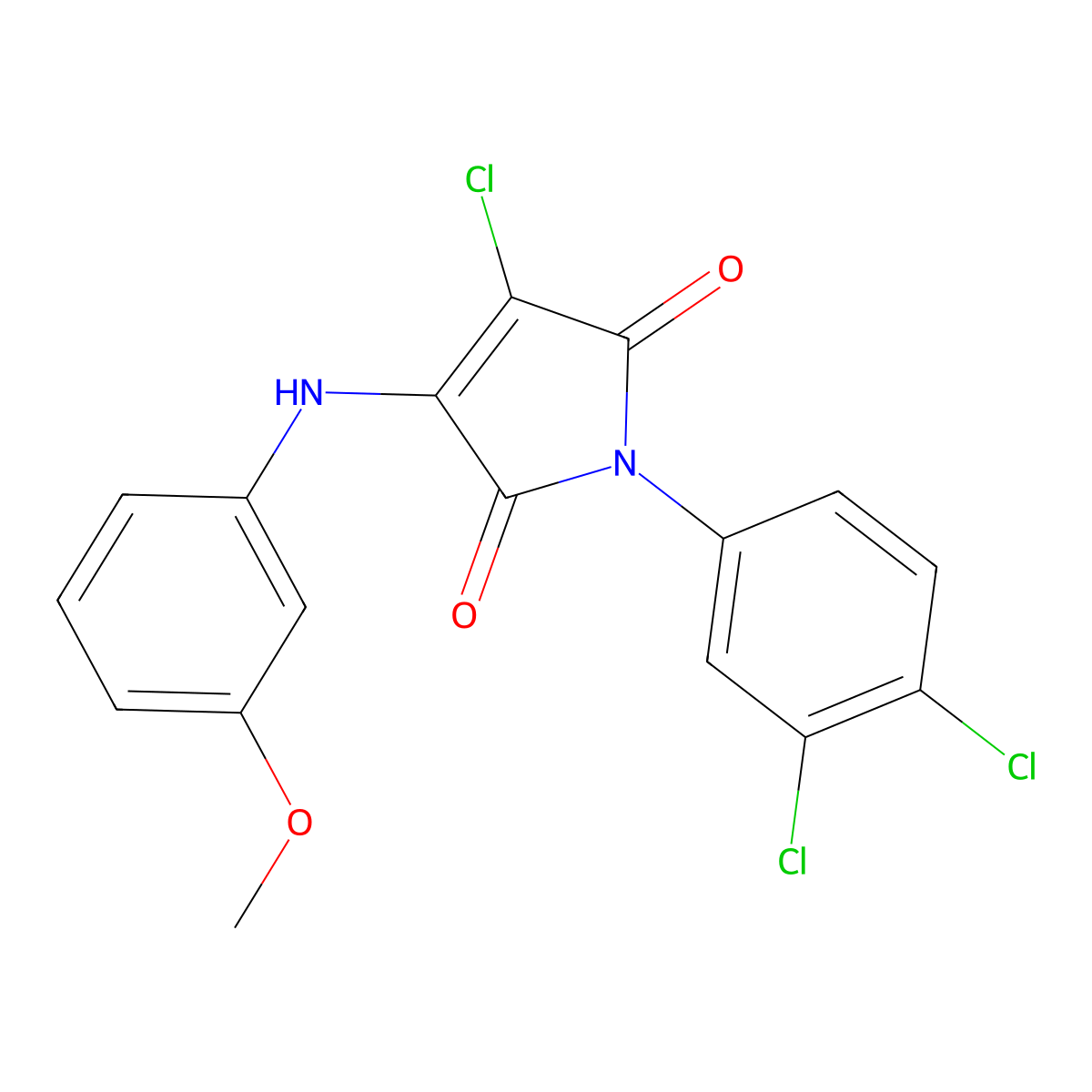 3-Chloro-1-(3,4-dichlorophenyl)-4-(3-methoxyanilino)pyrrole-2,5-dione molecular structure, CAS 329224-85-3