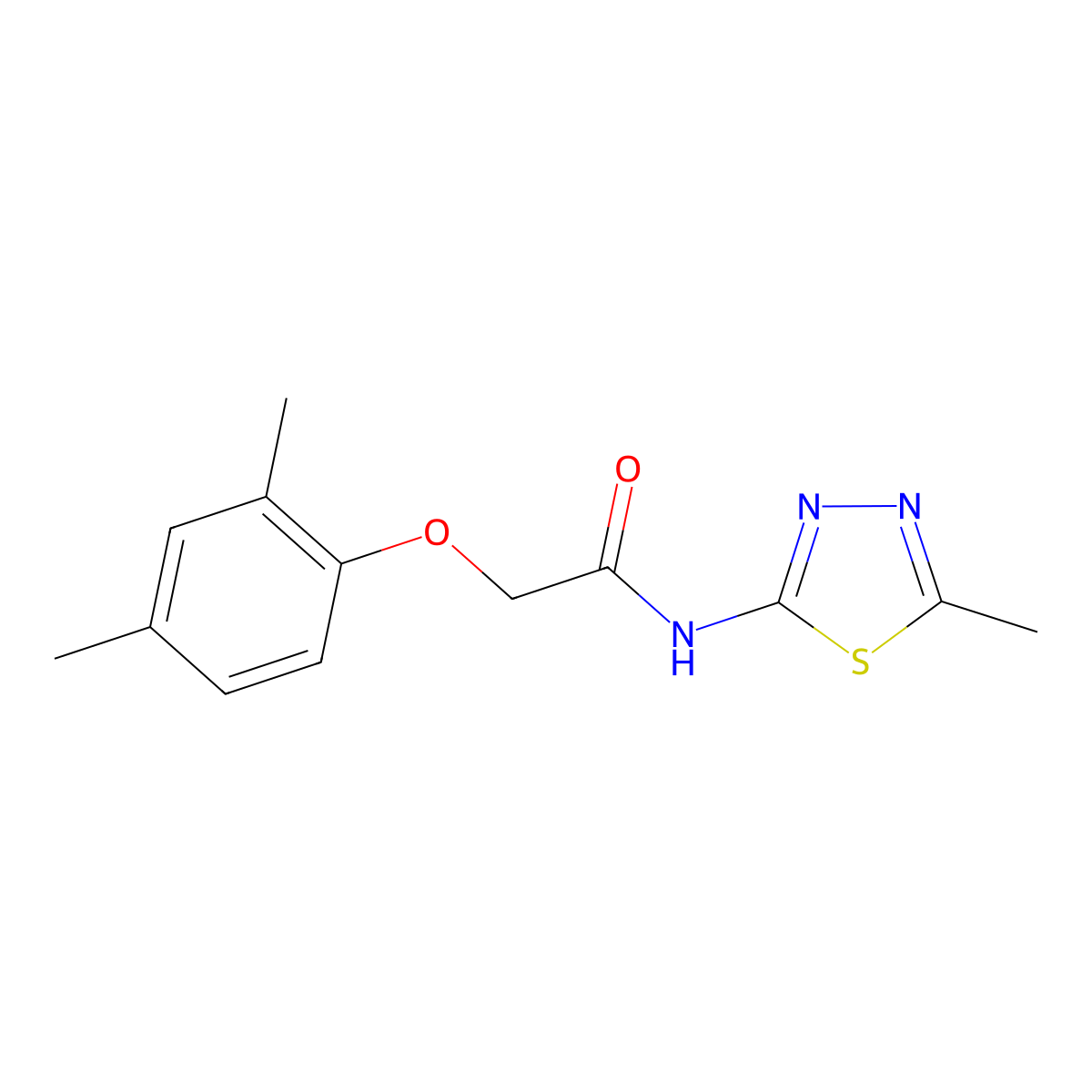 2-(2,4-dimethylphenoxy)-N-(5-methyl-1,3,4-thiadiazol-2-yl)acetamide molecular structure, CAS 329225-03-8