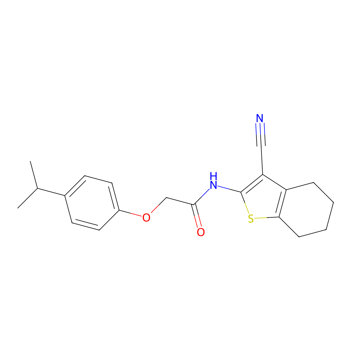 N-(3-cyano-4,5,6,7-tetrahydro-1-benzothiophen-2-yl)-2-(4-propan-2-ylphenoxy)acetamide molecular structure, CAS 329225-08-3