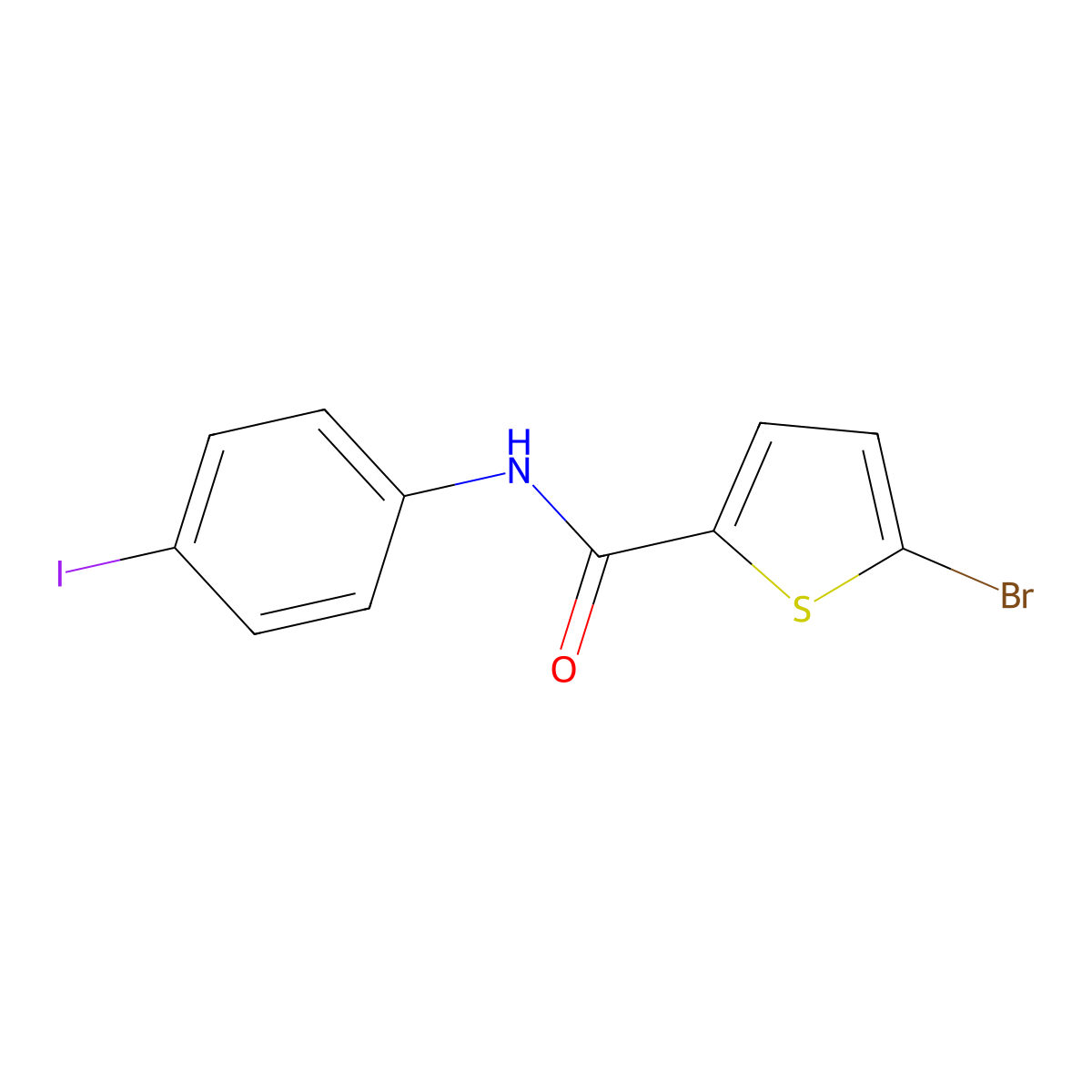 5-bromo-N-(4-iodophenyl)thiophene-2-carboxamide molecular structure, CAS 329225-27-6