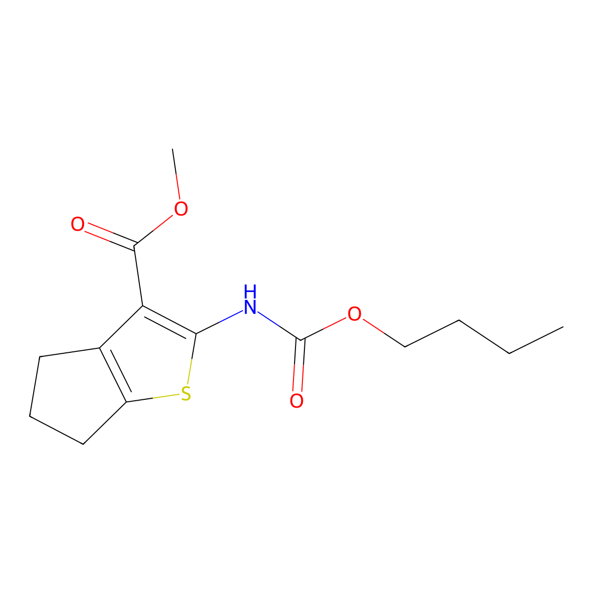 methyl 2-(butoxycarbonylamino)-5,6-dihydro-4H-cyclopenta[b]thiophene-3-carboxylate molecular structure, CAS 329226-48-4