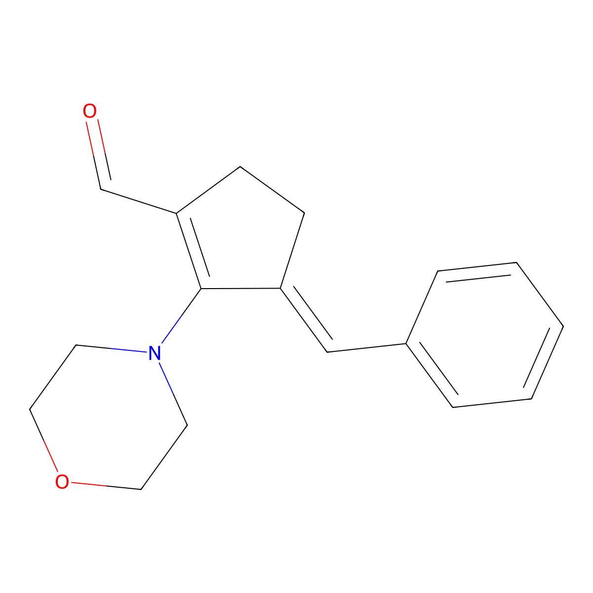 2-(Morpholin-4-yl)-3-(phenylmethylidene)cyclopent-1-ene-1-carbaldehyde molecular structure, CAS 329265-13-6