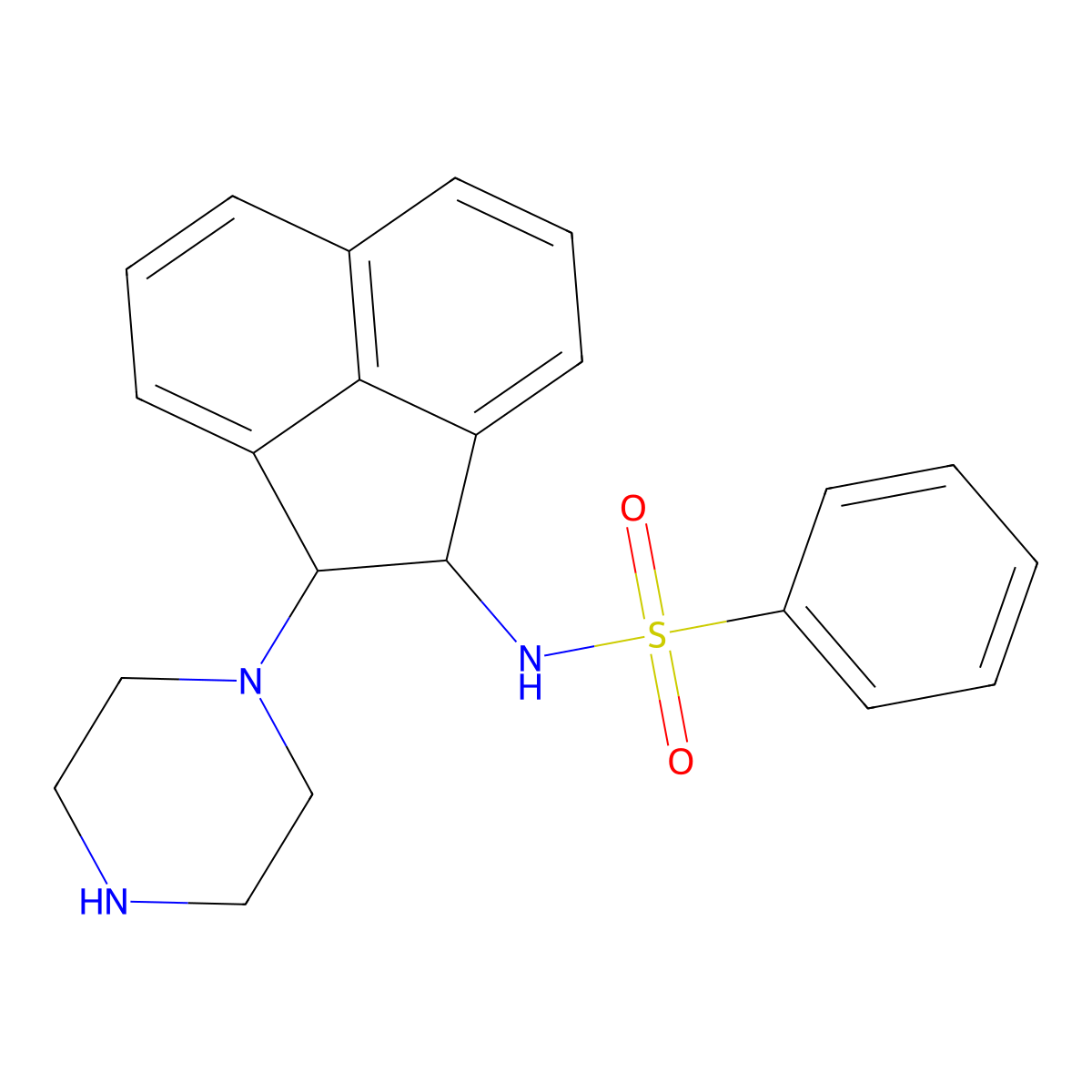 N-(2-piperazin-1-yl-1,2-dihydroacenaphthylen-1-yl)benzenesulfonamide molecular structure, CAS 329266-14-0